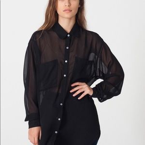 American Apparel Chiffon Oversized Button Up